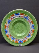 SHELLEY CHARGER, green with floral decoration, 35.5cms D