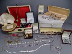 VINTAGE JEWELLERY BOX and one other with contents including Victorian, gold, paste and diamante