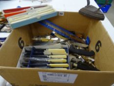 FLATWARE - an assortment and a flat iron