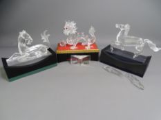 SWAROVSKI CRYSTAL - 'Fabulous Creatures' figurines x 3, including dragon, Pegasus (wings detached)