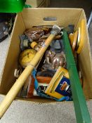 TREEN ITEMS and vintage ice axe with quantity of related prints and photographs and others