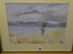 IOLA SPAFFORD oil on board - snow-capped mountains with lake to the foreground, 28 x 38cms