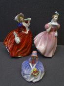 ROYAL DOULTON FIGURINES - 'Autumn Breezes', 'Camellia' and 'Monica'