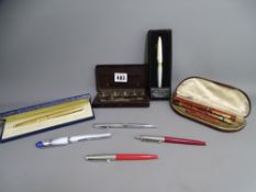 VINTAGE & LATER PENS including a cased Conway Stewart set of lever fill fountain pens with 14ct nib,