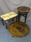 VINTAGE FURNITURE - three items including a circular top table with under-tier shelf, 74cms H, a