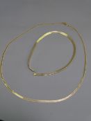 TWO ITALIAN 14CT GOLD NECKLACES, both flat link designs, 40 and 75cms L, 54.5grms gross