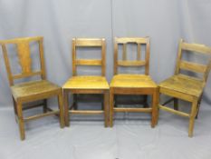 ANTIQUE OAK FARMHOUSE CHAIRS X 4, non-matching, various measurements