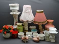 PLANTERS, lamps, a jardiniere on a plinth ETC, a large collection