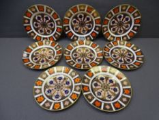 ROYAL CROWN DERBY IMARI PLATES, '1128' pattern, 21cms D (eight)