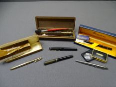 VINTAGE & LATER PEN & PENCIL COLLECTION by Sheaffer, Waterman, Parker ETC with an owl carved