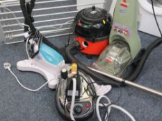 HOUSEHOLD ELECTRICAL GOODS, five items including a Bissell upright vacuum cleaner and a Henry