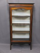 EDWARDIAN INLAID SINGLE DOOR DISPLAY CABINET, 134cms H, 69cms W, 33cms D