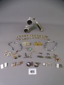 GENTLEMAN'S CUFFLINKS & JEWELLERY with a pair of Paris abalone and aluminium opera glasses