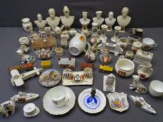 COMMEMORATIVE CHINA - an assortment of crested ware, prattware and other ornaments