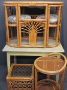 FOUR CONSERVATORY FURNITURE ITEMS and a Formica top kitchen table, various measurements