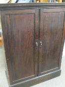 VINTAGE OAK TWO DOOR CABINET with interior adjustable slide-out shelves, 126cms H, 103cms W, 36.5cms
