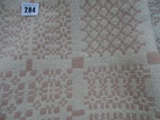 TRADITIONAL WELSH BLANKET - neutral colour with tasselled end