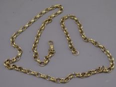 9CT GOLD BELCHER CHAIN NECKLACE, 24in length with swivel end clip, 32grms
