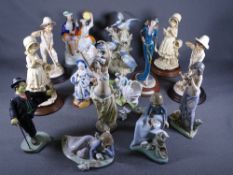 LLADRO, NAO & STAFFORDSHIRE FIGURINES, a box of mixed pottery and a table lamp ETC