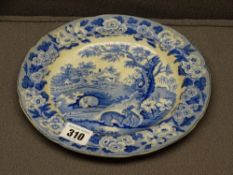 PEARL WARE POTTERY SIDE PLATE 'Rabbits', circa 1830
