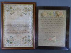SAMPLERS - a biblical by Jane Price dated 1819, 44 x 34 and a fine biblical, alphabetical and