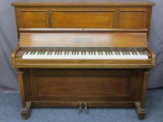 JOHN BROADWOOD & SONS LONDON, mahogany cased upright piano with Harrods interior label, 122.5cms