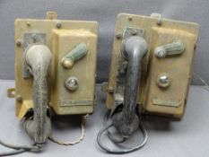 HEAVY WALL MOUNT TELEPHONES with winders, MK XV AP (323) AJ + E Co Ltd Liverpool