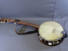 MUSICAL INSTRUMENT - five string banjo, inlay rose detail to the back