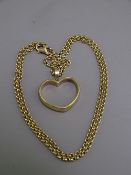 9CT GOLD HEART SHAPED PENDANT NECKLACE, 56cms length, 16.5grms