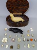 LARGE OVAL FAUX TORTOISE SHELL LIDDED JEWELLERY BOX, an interesting parcel of mother of pearl