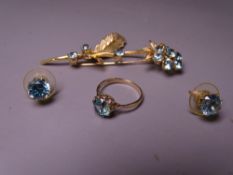 UNMARKED, BELIEVED GOLD, FLORAL RING, floral brooch marked 'S H' and having a cluster of seven
