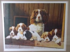 JOHN MOULD limited edition print - retriever with litter, stamped and signed in pencil, 43 x 55cms