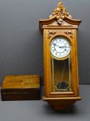 VIENNA TYPE WALL CLOCK by Lincoln and a vintage wooden work box