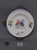 ALICE IN WONDERLAND NURSERY BOWL/WARMER, 18.5cms diameter, with colourful scenes from the tale