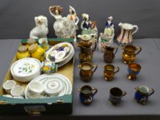 STAFFORDSHIRE FLATBACKS, copper lustreware, Gaudy Welsh, Portmeirion and similar