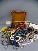 VICTORIAN & LATER JEWELLERY, a quantity including coral and amber type necklaces, a miracle