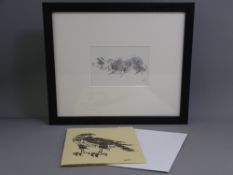 SIR KYFFIN WILLIAMS RA 'Border Collie', framed written card in the artist's hand, signed and dated