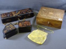 TREENWARE, lady's purse, lacquerware boxes ETC