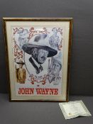 FRANKLIN MINT PRINT, framed, depicting John Wayne with certificate of authenticity, 57 x 40cms