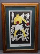 COLOURED LIMITED EDITION PRINT (217/850) - Muhammad Ali after PADDY MONAGHAN, signed and bearing the