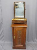 REGENCY MAHOGANY SWING TOILET MIRROR and a pot cupboard in mahogany having a double swan neck top
