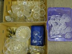 VINTAGE DECANTERS, glassware, a quantity