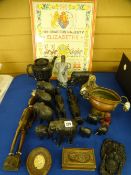 EBONY ELEPHANTS, African carved figures ETC