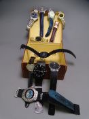 LADY'S & GENT'S WRIST WATCHES - a collection in a small leather box, brand names include Clogau