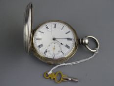 SILVER CASED FULL HUNTER POCKET WATCH, key wind, case marked 'Fine Silver 22004' with key