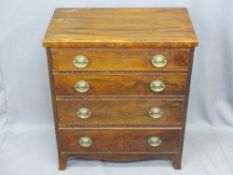 NEATLY PROPORTIONED REPRODUCTION MAHOGANY CHEST of four drawers with Regency style oval back