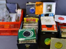 VINYL RECORDS - a large quantity of 45s in cases, classical CDs and old film reels