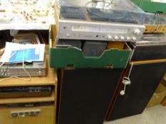 STEREO EQUIPMENT - a pair of extra-large speakers, 84cms H, Pye stereo music system, Phillips