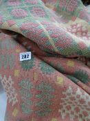 TRADITIONAL WELSH BLANKETS - pink with green and yellow pattern (two part blankets?)