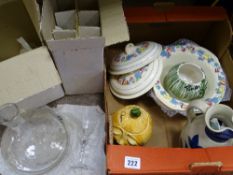 SHIP'S DECANTER & GLASSES and assorted pottery